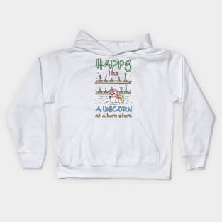 Happy like a unicorn at a horn store Kids Hoodie